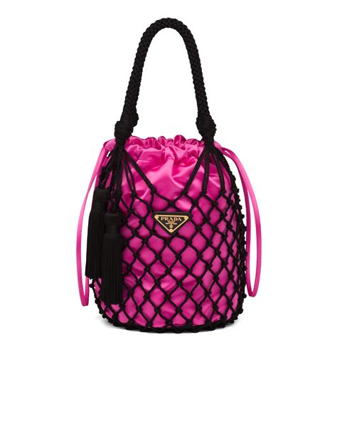 Black/begonia Pink Braided Prada Fishnet Bag 